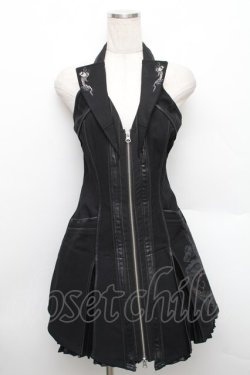 画像1: Ozz Croce / ドラゴンホルターZIPワンピース  黒 S-25-12-25-039-OO-OP-HR-ZS