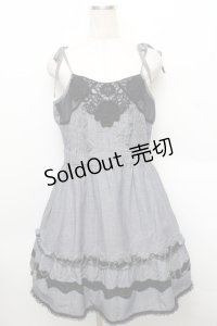 axes femme / レースフリルデニムキャミワンピース  ブルー S-25-12-25-043-AX-OP-TK-ZS