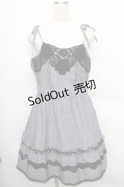 画像1: axes femme / レースフリルデニムキャミワンピース  ブルー S-25-12-25-044-AX-OP-TK-ZS