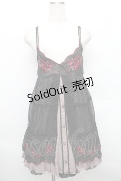 画像1: axes femme / カラー刺繍チュニック  ブラック S-25-12-25-046-AX-OP-TK-ZS