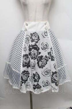 画像1: axes femme / カラー重ね透かしスカート  白ｘ黒 S-25-12-25-057-AX-SK-HR-ZS