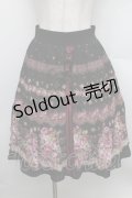 axes femme / 花柄パネル柄スカート  黒 S-25-12-25-058-AX-SK-HR-ZS