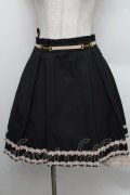 axes femme / レース付きタックスカート  黒 S-25-12-25-061-AX-SK-HR-ZS