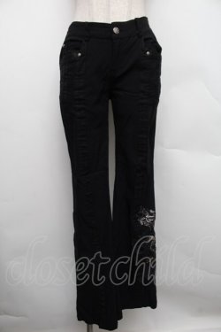 画像1: Ozz Croce / ドラゴン刺繍フレアパンツ  黒 S-25-12-25-062-OO-PA-HR-ZS
