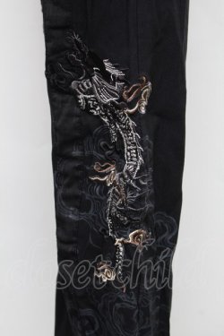 画像3: Ozz Croce / ドラゴン刺繍フレアパンツ  黒 S-25-12-25-062-OO-PA-HR-ZS