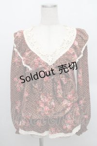 LIZ LISA / /リボンブローチ付きドットローズトップス 0 ブラウン S-25-12-25-025-LO-TO-TK-ZS