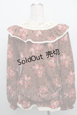 画像2: LIZ LISA / /リボンブローチ付きドットローズトップス 0 ブラウン S-25-12-25-025-LO-TO-TK-ZS