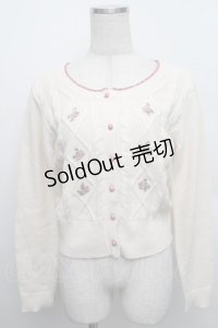 F i.n.t / ローズモチーフニットカーディガン  オフ S-25-12-25-026-CA-TO-TK-ZS
