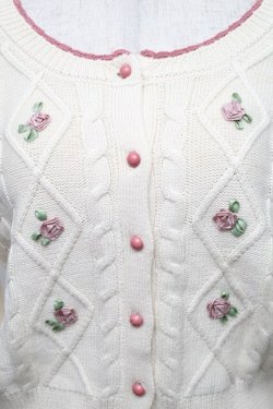 画像3: F i.n.t / ローズモチーフニットカーディガン  オフ S-25-12-25-026-CA-TO-TK-ZS