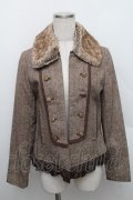 axes femme / ファー襟付ナポレオンジャケット  ブラウン S-25-12-25-028-AX-JA-TK-ZS