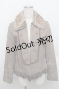 axes femme / ファー襟付ナポレオンジャケット  ブラウン S-25-12-25-028-AX-JA-TK-ZS