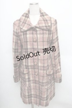 画像1: axes femme / ブロックチェックAラインコート  ピンク系 S-25-12-25-029-AX-CO-TK-ZS