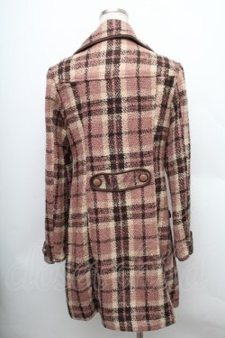画像2: axes femme / ブロックチェックAラインコート  ピンク系 S-25-12-25-029-AX-CO-TK-ZS