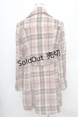画像2: axes femme / ブロックチェックAラインコート  ピンク系 S-25-12-25-029-AX-CO-TK-ZS