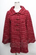 axes femme / ツイードチェックコート  赤 S-25-12-25-030-AX-CO-TK-ZS