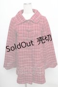 axes femme / ツイードチェックコート  赤 S-25-12-25-030-AX-CO-TK-ZS