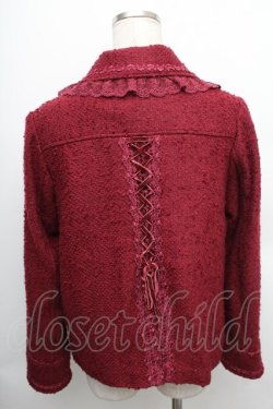 画像2: axes femme / 後ろレースUPショートコート  ワイン S-25-12-25-031-AX-CO-TK-ZS