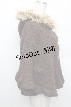 画像2: axes femme / ファーフード付きニットポンチョ  ブラウン S-25-12-28-036-AX-TO-HR-ZS