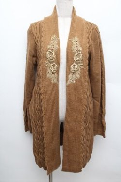 画像1: axes femme / モチーフレース付ロングカーディガン  黒 S-25-12-28-037-AX-TO-HR-ZS