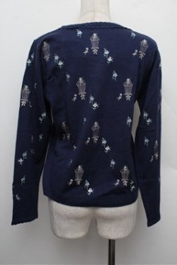 画像2: axes femme / バードケージ刺繍カーディガン  紺 S-25-12-28-005-AX-TO-HR-ZS