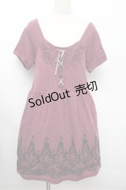 画像1: axes femme / カットソー裾フロッキーチュニ  ワイン S-25-12-28-014-AX-OP-HR-ZS