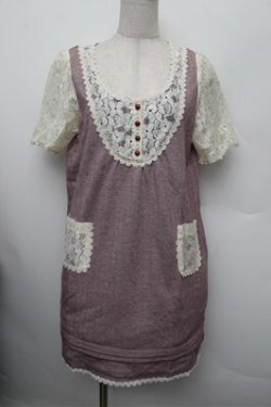 画像1: axes femme / レース切替ワンピース  ワインｘオフ S-25-12-28-016-AX-PA-HR-ZS