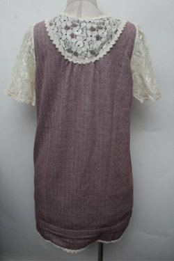 画像3: axes femme / レース切替ワンピース  ワインｘオフ S-25-12-28-016-AX-PA-HR-ZS