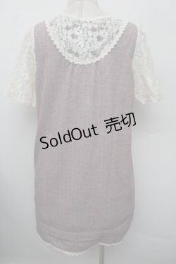 画像3: axes femme / レース切替ワンピース  ワインｘオフ S-25-12-28-016-AX-PA-HR-ZS