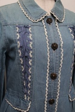 画像3: axes femme / 裾レースデニムコート  ウォッシュ S-25-12-28-018-AX-CO-HR-ZS