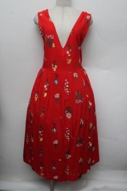 画像1: Franche Lippee / ちくちくガーデニングジャンスカ 3L 赤 S-25-12-28-024-LO-OP-HR-ZS