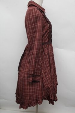 画像2: axes femme / 綿チェック柄シャツチュニック  モカ S-25-12-28-025-AX-OP-HR-ZS