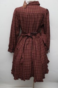 画像3: axes femme / 綿チェック柄シャツチュニック  モカ S-25-12-28-025-AX-OP-HR-ZS