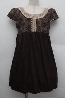 画像1: axes femme / ゴブラン切替チュニック  ブラウン S-25-12-28-030-AX-TO-HR-ZS