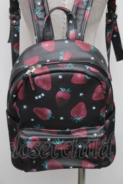 画像2: LISTEN FLAVOR / いちご総柄バックパック  黒 S-25-12-29-045-PU-TO-HR-ZS