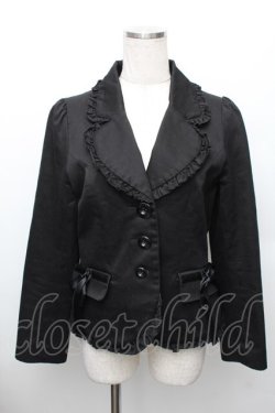 画像1: PEACE NOW / 襟フリルジャケット  黒 S-25-12-30-034-PU-JA-HR-ZS