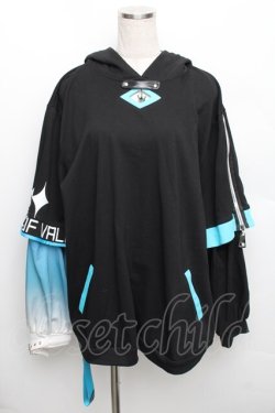 画像1: IRO+IRO / 儚げスポーティーな空色猫耳パーカー  黒ｘサックス S-25-12-30-036-LO-TO-AS-ZS