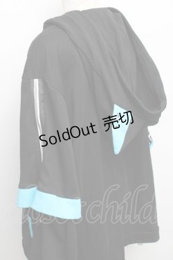 画像5: IRO+IRO / 儚げスポーティーな空色猫耳パーカー  黒ｘサックス S-25-12-30-036-LO-TO-AS-ZS