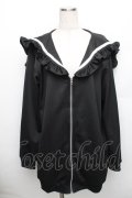 F.F.T collection / セーラー襟パーカー  黒ｘ白 S-25-12-30-038-GO-TO-HR-ZS