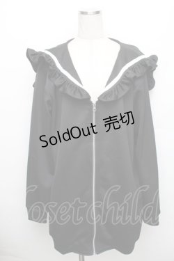 画像1: F.F.T collection / セーラー襟パーカー  黒ｘ白 S-25-12-30-038-GO-TO-HR-ZS