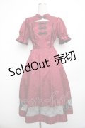 axes femme Kawaii / チャイナ釦ジャガードワンピ  ワイン S-25-12-30-045-AX-OP-AS-ZS