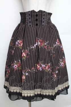 画像1: axes femme / レジメ花柄スカート  黒 S-25-12-30-054-AX-SK-HR-ZS