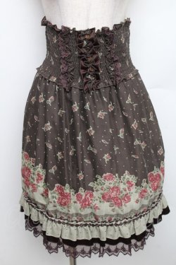 画像1: axes femme / 花柄パネルハイウエストスカート  ブラウン S-25-12-30-055-AX-SK-HR-ZS