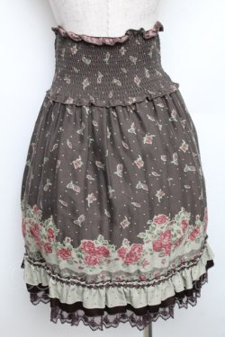 画像2: axes femme / 花柄パネルハイウエストスカート  ブラウン S-25-12-30-055-AX-SK-HR-ZS