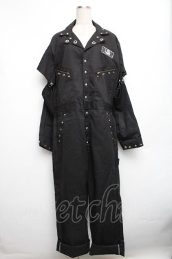 画像1: DESTROY狂 / バックプリントオールインワン  黒 S-25-12-30-057-PU-TS-HR-ZS