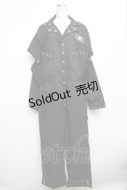 画像1: DESTROY狂 / バックプリントオールインワン  黒 S-25-12-30-057-PU-TS-HR-ZS