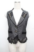 axes femme / 裾レースベスト  黒 S-25-12-30-013-AX-BL-HR-ZS