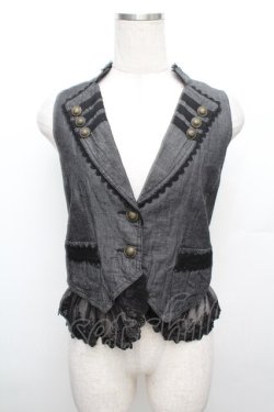 画像1: axes femme / 裾レースベスト  黒 S-25-12-30-013-AX-BL-HR-ZS