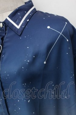 画像2: IRO+IRO / 星座瞬くグラデーションシャツ  紺 S-25-12-30-021-LO-BL-AS-ZS