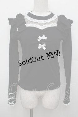 画像1: NOEMIE / デコルテチュールショルダーリボンカットソー  黒 S-25-12-30-022-LO-TO-AS-ZS