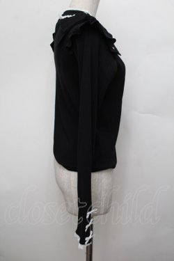 画像2: NOEMIE / デコルテチュールショルダーリボンカットソー  黒 S-25-12-30-022-LO-TO-AS-ZS